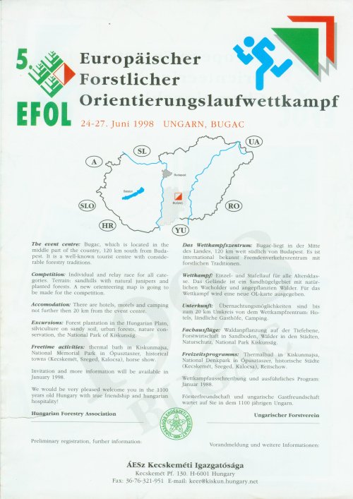 Flyer of 5th EFOL Hungary 1998, 2nd page